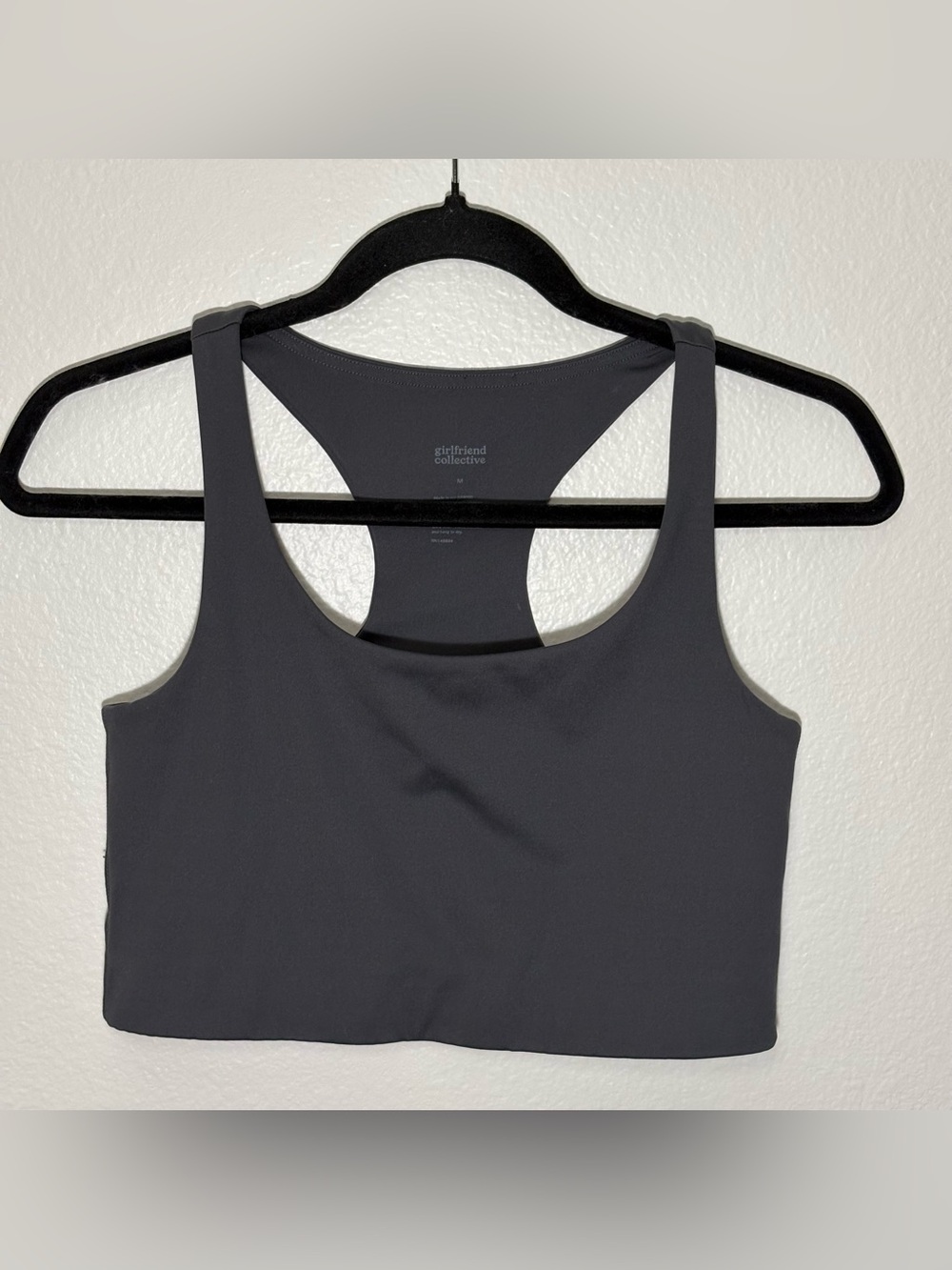 Girlfriend Collective Paloma Sports Bra Women's size Medium Gray Racerback